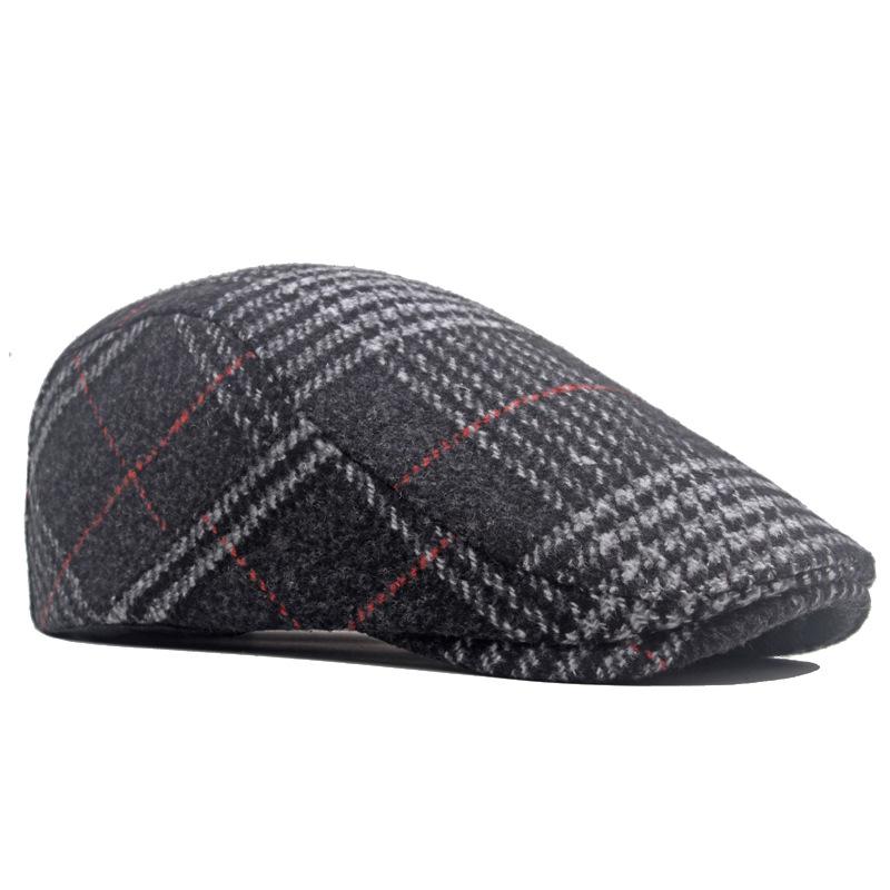 Осенне-зимний шерстяной берет, мужская британская кепка вперед, клетчатая кепка, кепка газетчика
