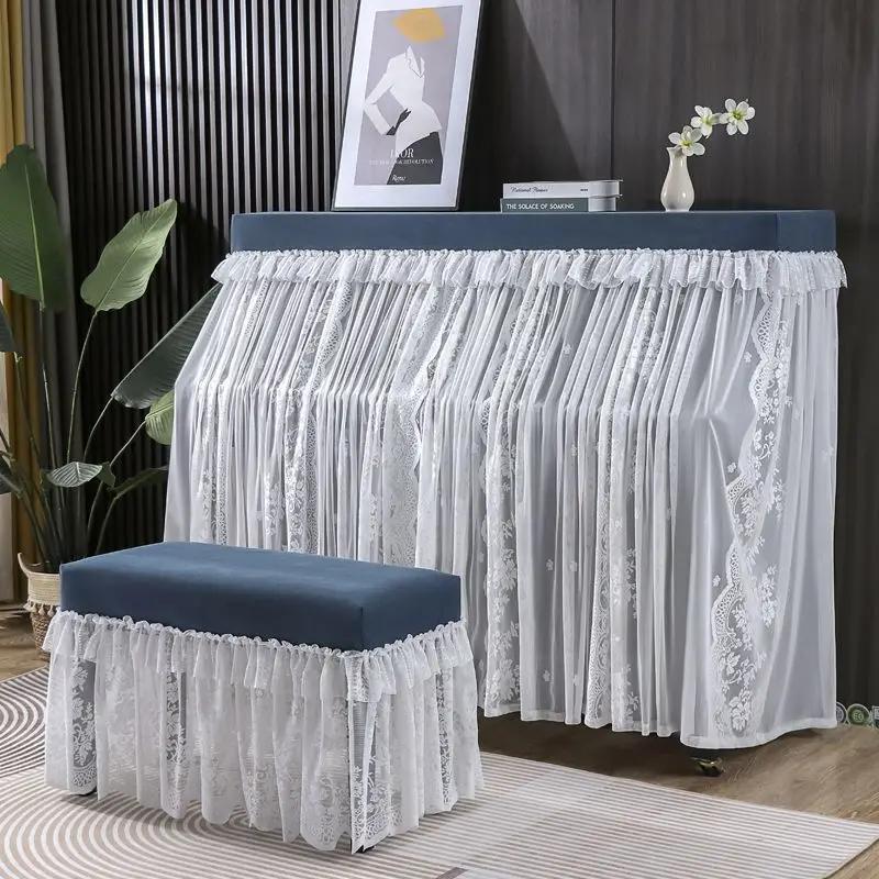 Бархатная кружевная шаль для фортепиано, пылезащитный чехол, шифон с французской вышивкой, защитная ткань для фортепиано, красивая бытовая скамейка, пылезащитная ткань