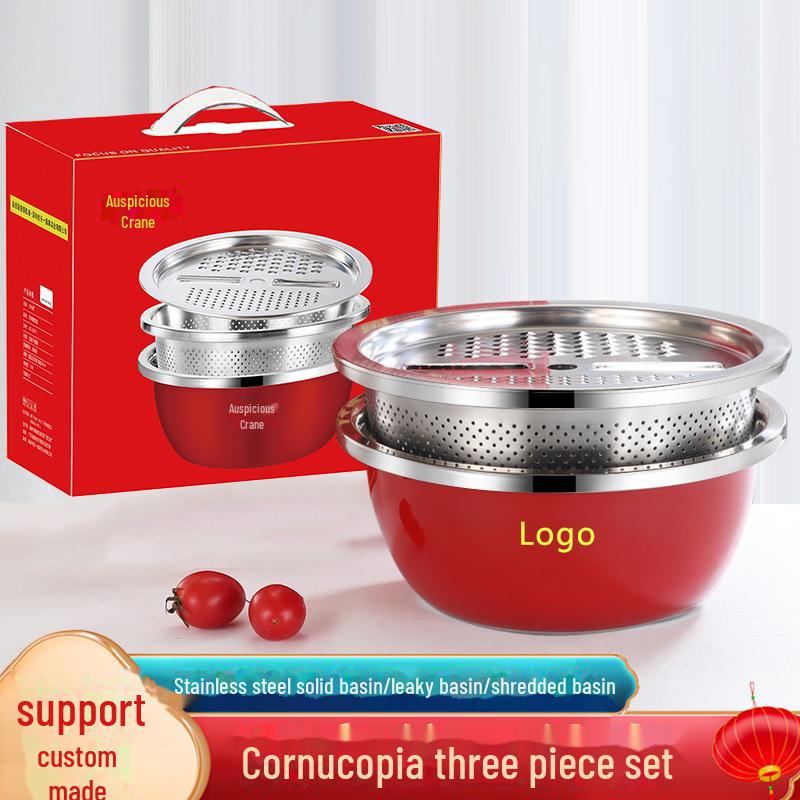 Stainless Steel Thickened Double-Ear Soup Pot (22/24/26cm) with Double Bottom and Gift Box