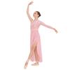Girls Lyrical Dance Costume Keyhole Back Side Split Irregular Hem Asymmetrical Dresses