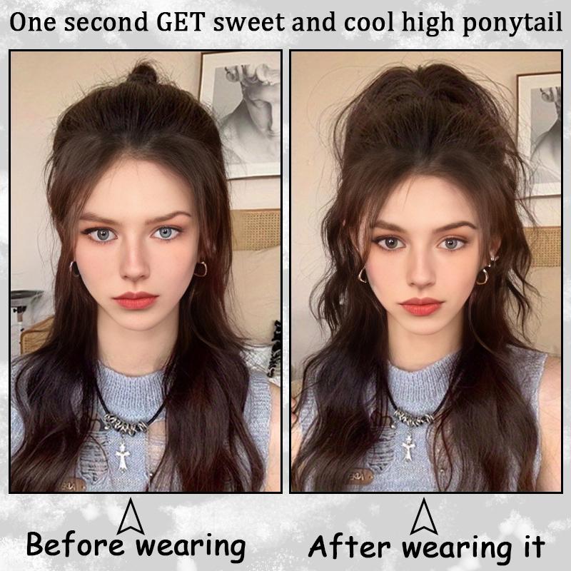 Парик с хвостиком-водопадом, наполовину завязанный в хвост, парик с хвостиком-фонтаном, синтетический парик, пушистый и натуральный, подходит для ежедневных встреч