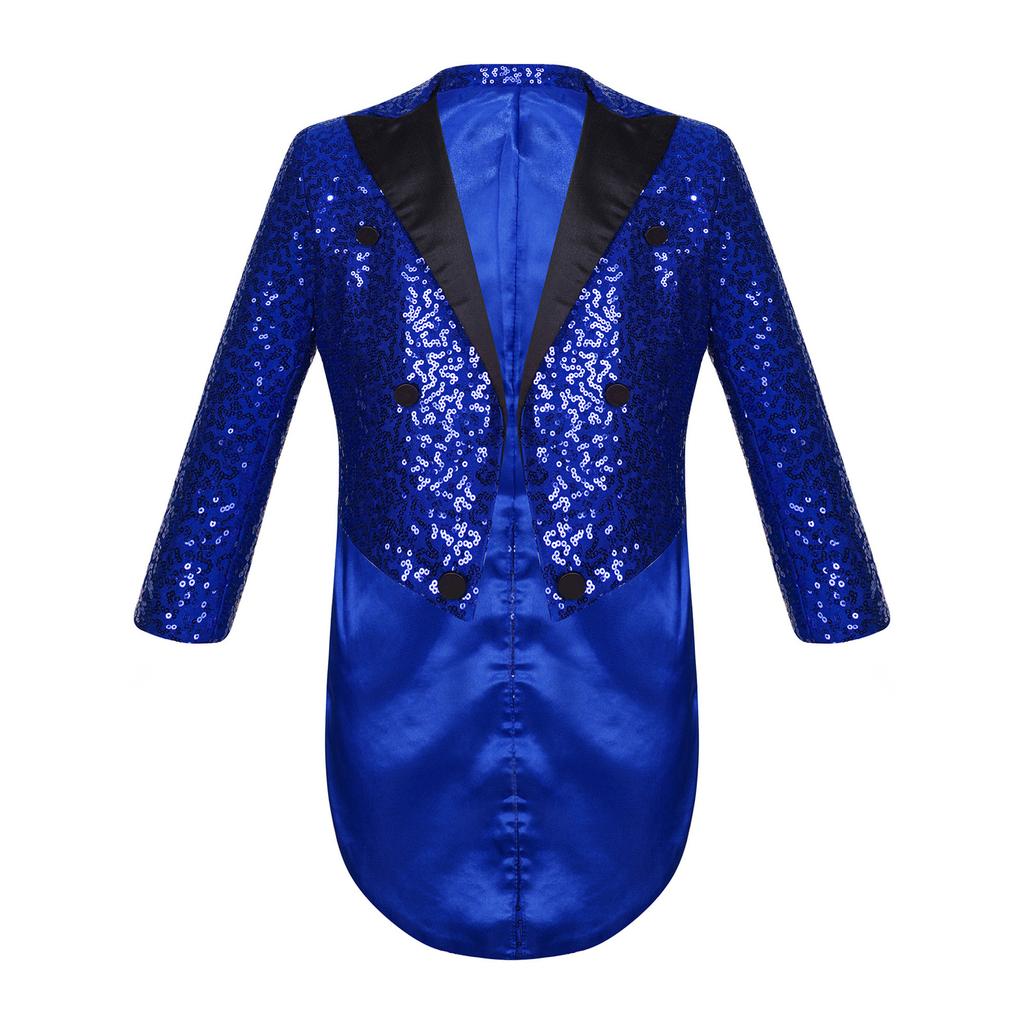 Дети Мальчики Хэллоуин Цирк Манежа Блестки Фрак Магическое Шоу Блейзер Куртка