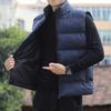 Men Waistcoat Stand Collar Sleeveless Slim Fit Vest Coat with Pockets Solid Color Zipper Closure Windproof Quilted Waistcoat