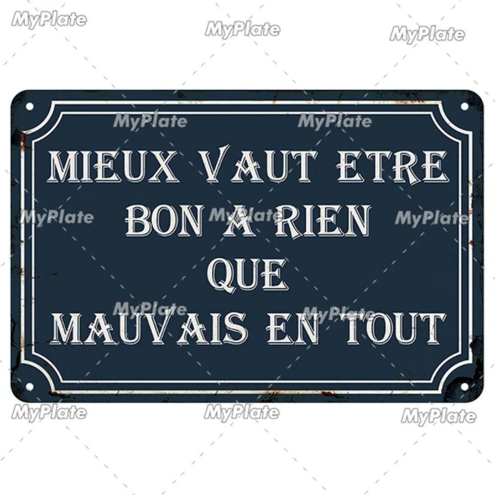 Vintage Metal Sign with Famous French Proverbs Iron Plate Retro Home Decor Gift