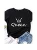Футболка с принтом Crown Queen, женская, с коротким рукавом, с круглым вырезом, свободная, летняя, женская, повседневная, футболка, топы, Camisetas Mujer