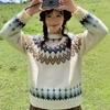 Дизайн модный вкус Свитер в стиле Fair Isle женский осенне-зимний 2026 новый ретро вязаный топ утолщенная внутренняя базовая рубашка