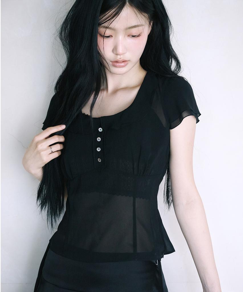 Прозрачная блузка Leijeumiya One [Черная]