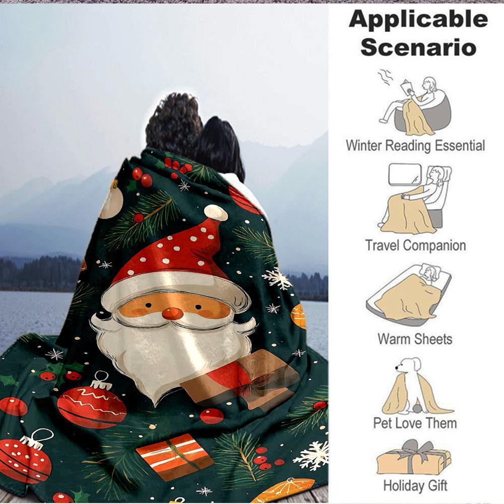 1pc Christmas Santa Blanket, Lightweight Flannel Throw Blanket for Sofa, Bed, Travel, Camping, Living Room, Office, Couch, Chair, a0922072