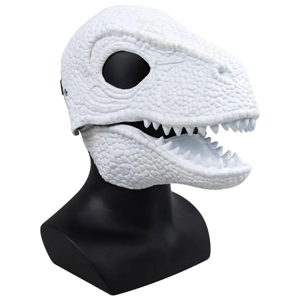 Open Mouth Dinosaur Headgear Moving Jaw Raptor Dino Mask Lifelike Dragon Headwear  for Party