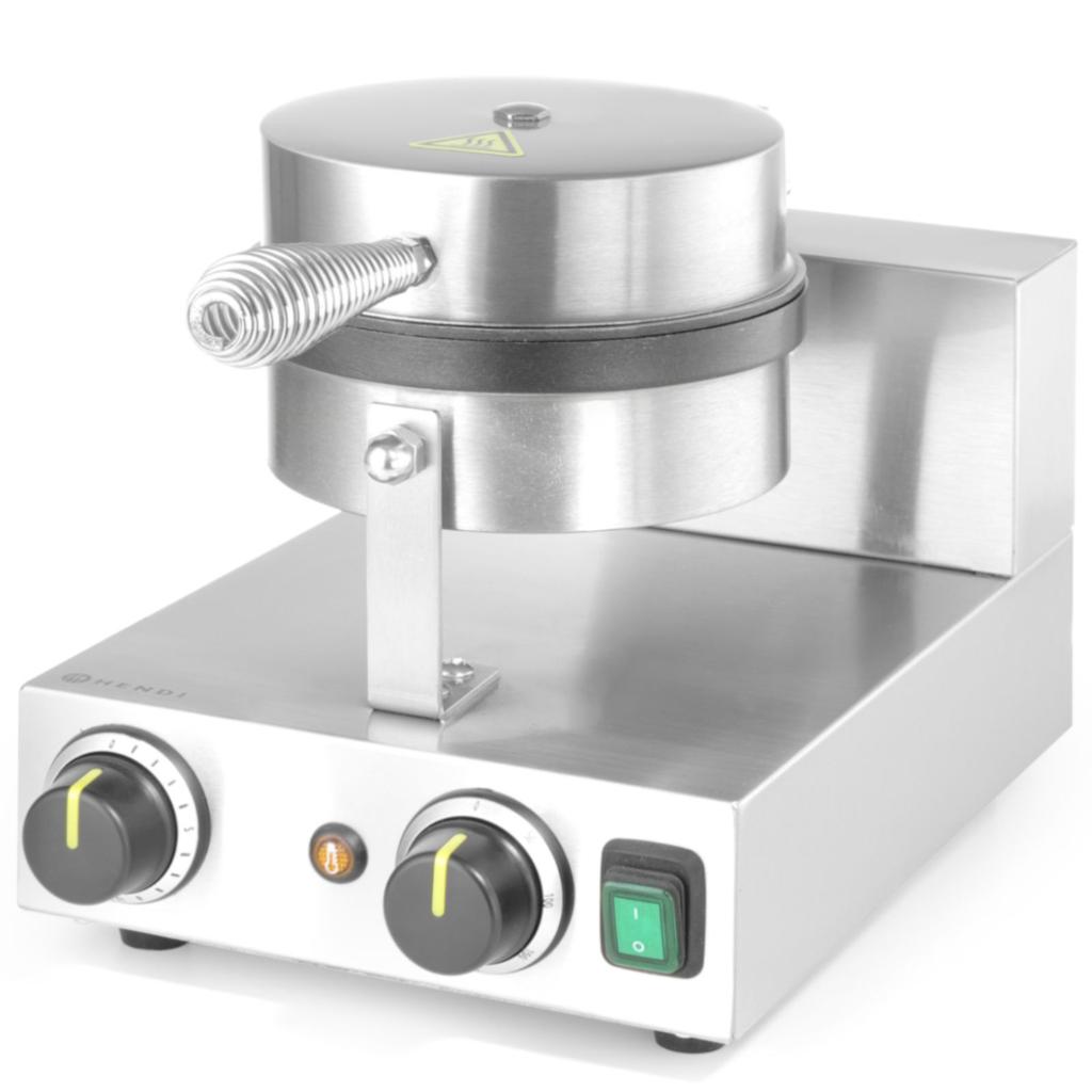 Single Round Waffle Maker for Belgian Waffles, Teflon, Diameter 190 - Hendi 212172