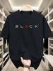 Весна и Лето Мужская Одежда Хлопок Мода Повседневный Свободный Черный С Принтом Букв Круглый Вырез Короткий Рукав Футболка Топ