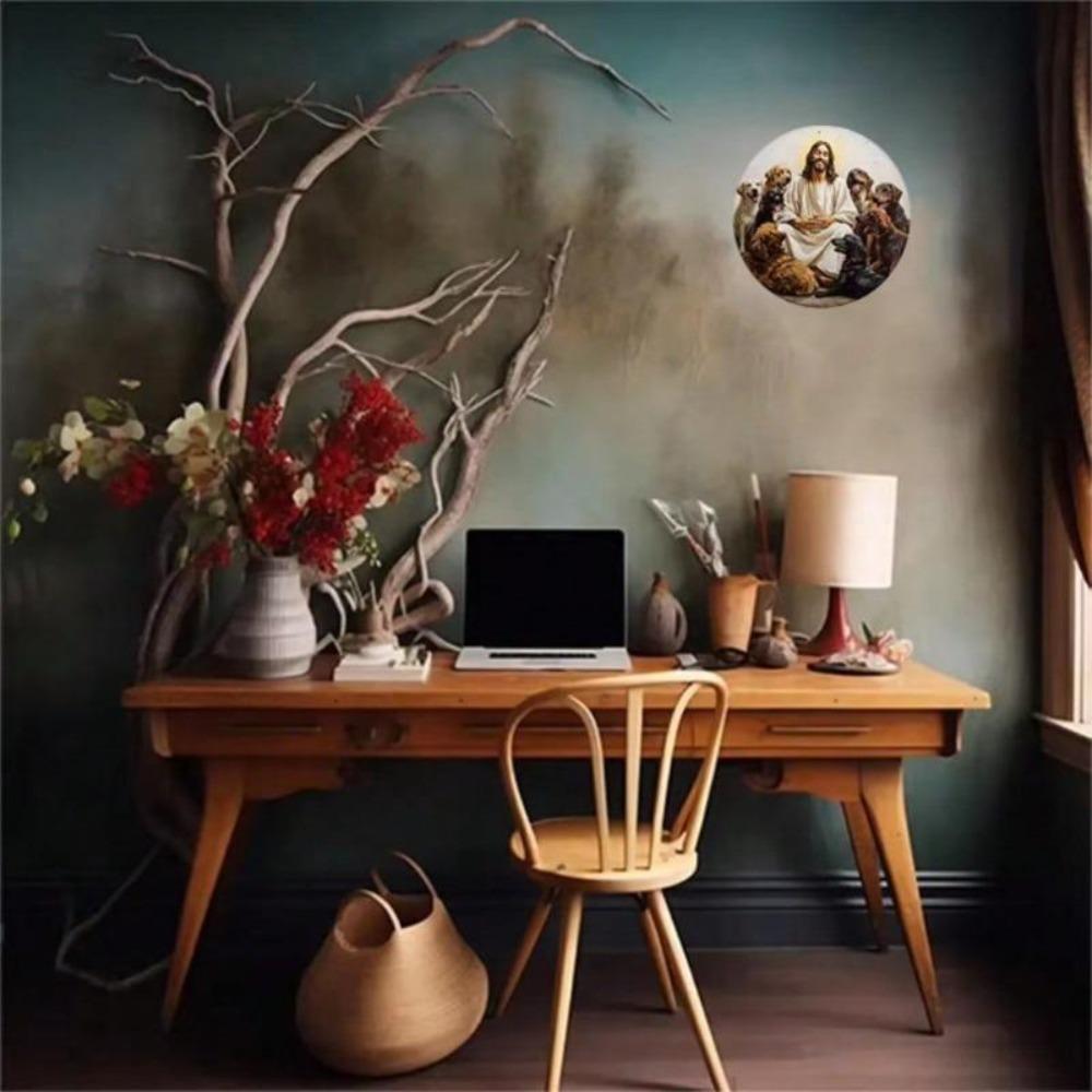 Религиозная фигурка собаки Металлическое настенное искусство УФ-стойкое Устойчивое к царапинам Декор Подарок