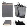 Foldable Bamboo Laundry Basket with Dual Mesh Bags and Large Capacity