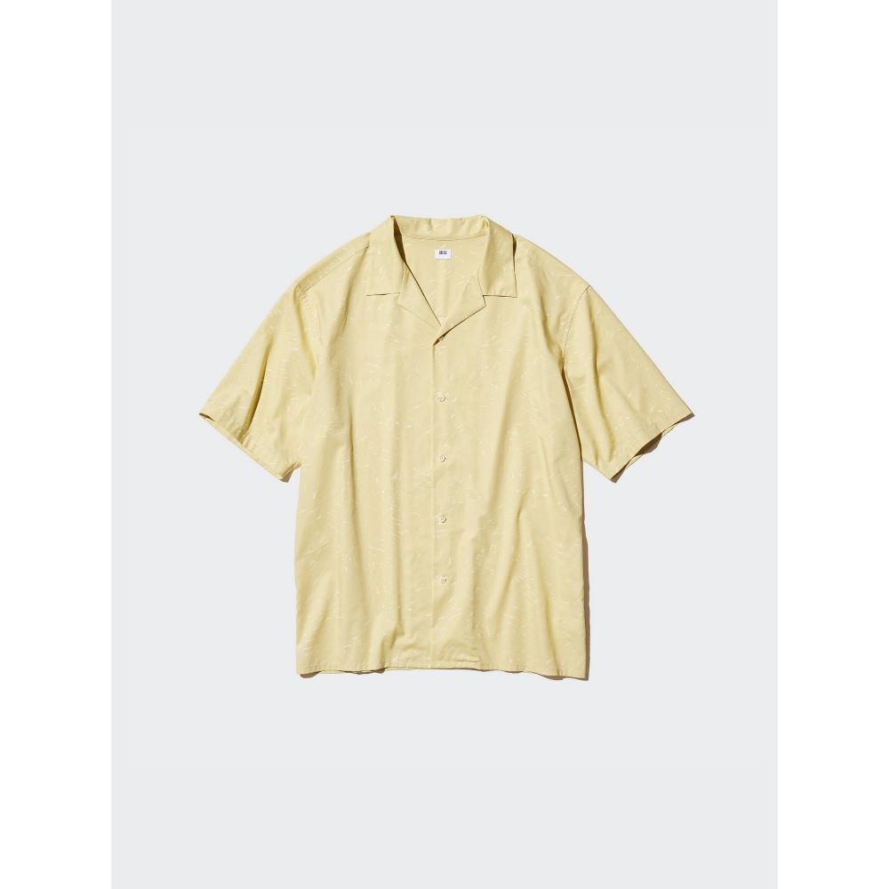 Uniqlo Рубашка с открытым воротником из модального хлопка с коротким рукавом и принтом A