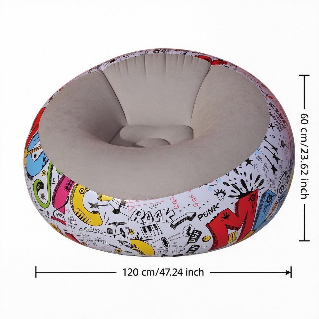 Inflatable Lazy Sofa Chair, PVC Flocked Foldable Air Sofa, Portable Lounge Recliner for Home, Indoor Rest & Nap