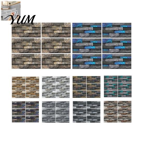 Home Interior Wall Makeover 6Pcs Vintage Faux Stone Self?Adhesive Tiles, Waterproof Oil?Proof Backsplash Kitchen Tiles Sticker, Peel & Stick