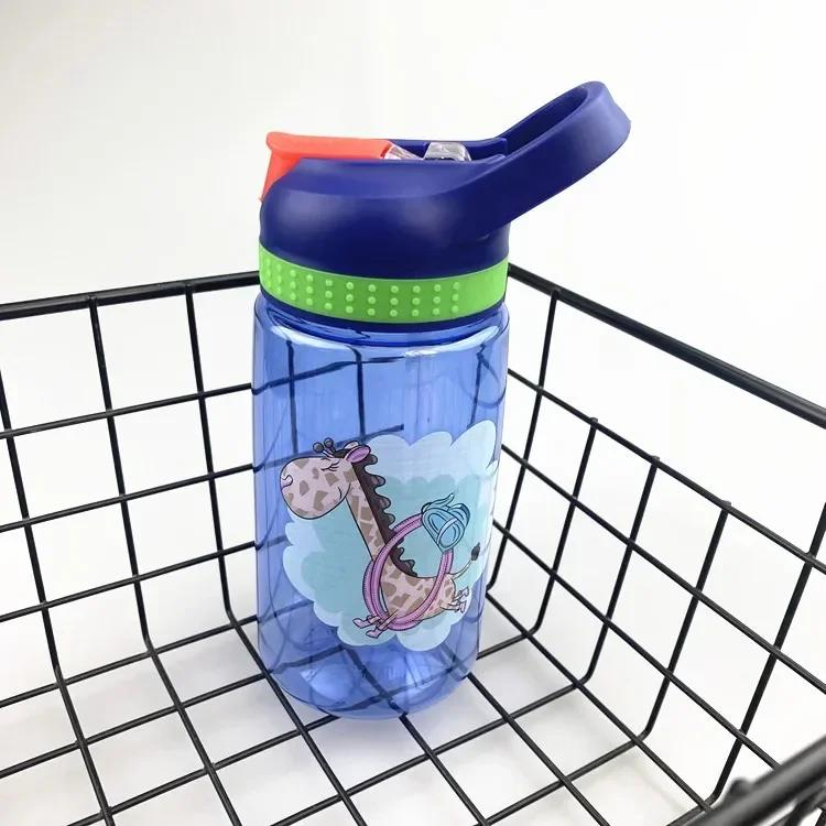 Высококачественная детская бутылка для воды с трубочкой, не содержащий BPA детский питьевой чайник 480 мл, здоровая пластиковая портативная школьная кружка
