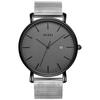 BUREI Men's Watch: Simple, Stylish, Popular Brand, Ultra-Thin, Lightweight, Analog, Waterproof, Quartz Movement, Black-Gray