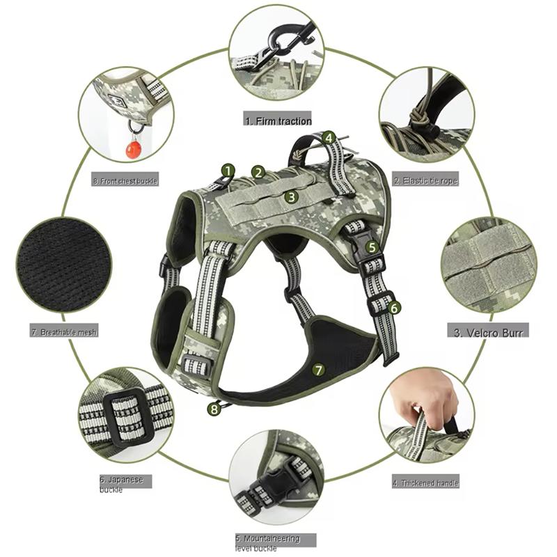 Светоотражающая шлейка для собак, тактическая тренировочная, без тяги, жилет для собак средних и больших размеров, регулируемый поводок, военная шлейка для бега для домашних животных