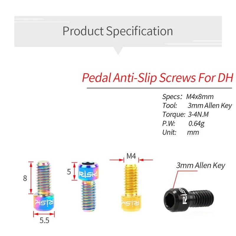 8Pcs M4x8mm TC4 Titanium Alloy MTB Pedal Screws Anti-Slip Bolts for XC AM DH Downhill Bike New