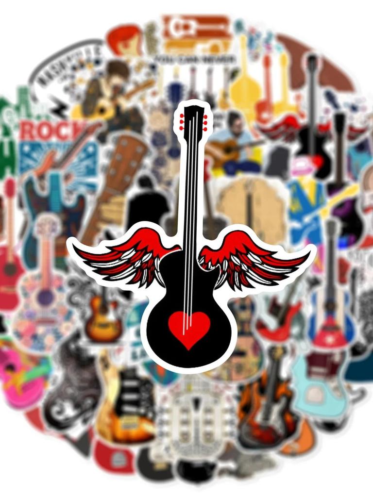 50/100 шт. Многоразовые Модные Наклейки-Рисунки Музыкальные Инструменты Гитара для DIY Блокнота Скутера Гитары Пианино Шлема Автомобиля Чемодана