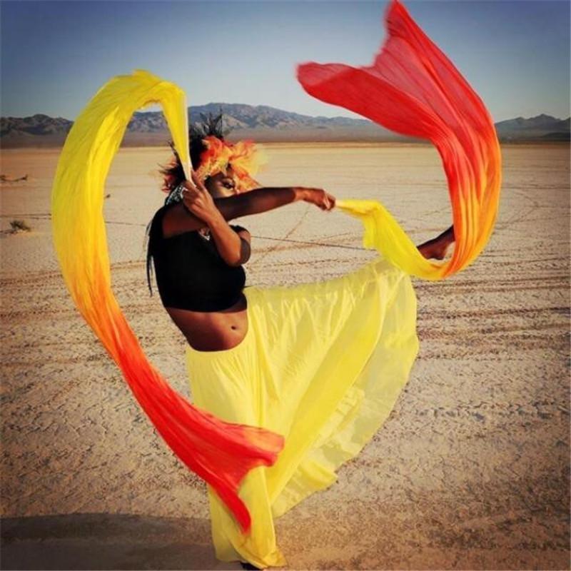 Hand-Made Faux Silk Belly Dance Fan Veils - Bamboo Long Fans Veils Available In 6 Stunning Colors for Dance Performances