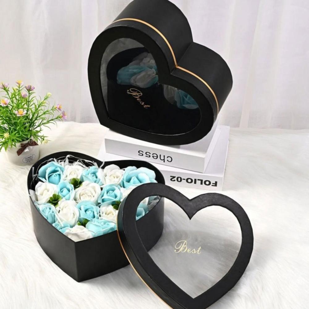 Набор из 2 подарочных коробок с крышками, цветочные коробки в форме сердца для композиций, цветочная подарочная коробка, предложение руки и сердца для подружки невесты, свадьба, день рождения, вечеринка по случаю рождения ребенка, день святого валентина