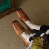 2024 Spring/Autumn Women Loafers Square Toe Chunky Heel Women Shoes NEW Genuine Leather Shoes Women Casual Retro Pumps for Women