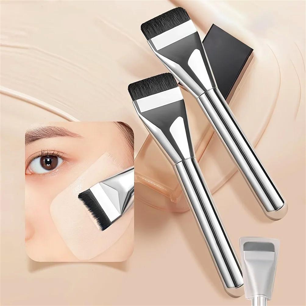 Кисть для макияжа с плоской головкой, кисть для нанесения консилера, жидкой основы, мягкая и приятная для кожи, многофункциональная, удобная, ультратонкая, бесшовная кисть для макияжа