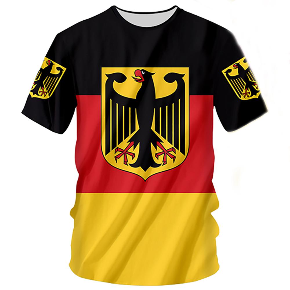 German Men's T-shirt Street Casual Top German Flag Print Oversize Shirts Street Hip Hop Harajuku Vintage Clothes O-neck Pullover