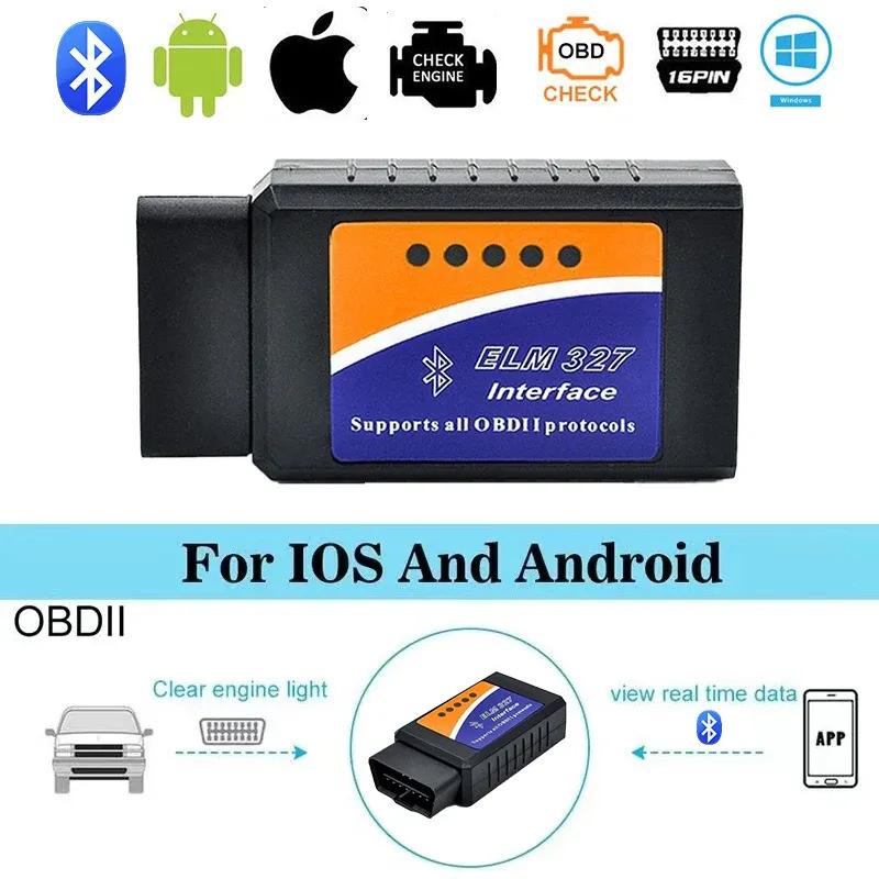 Автомобильный детектор неисправностей ELM327 V1.5 OBD2 Сканер Bluetooth Инструмент для диагностики автомобиля Для Android / IOS Считыватель кодов