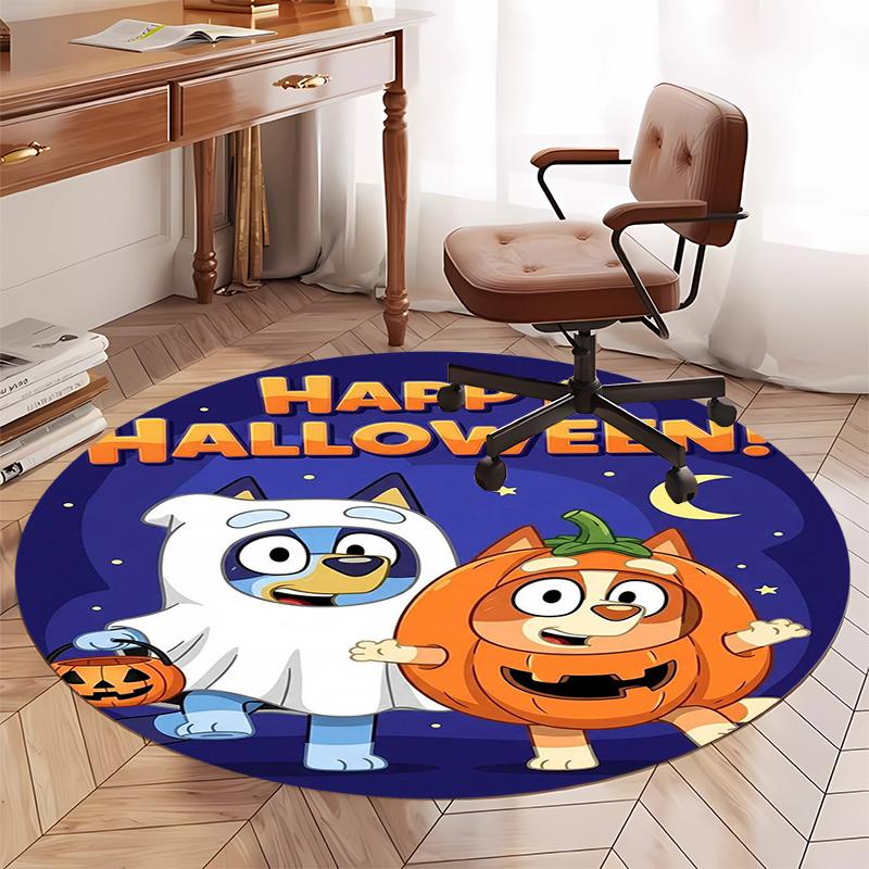 Bluey Printed Round Rug Carpet Chair Rug Area Rug Entryway Doormats,for Office Chair Living Room Bedroom Kitchen Room.