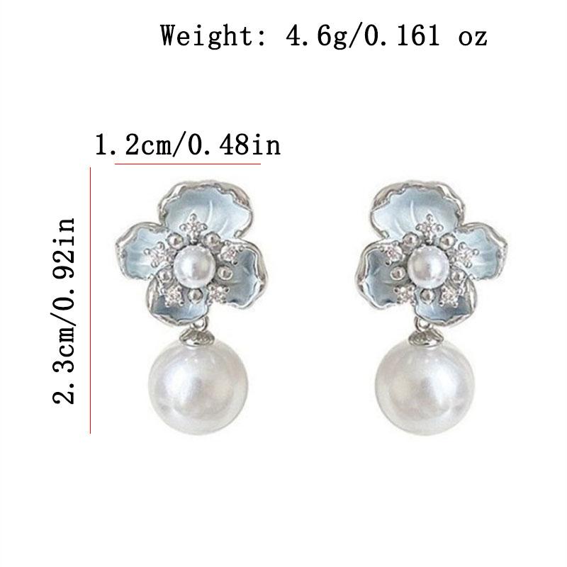 Новые индивидуальные простые серьги-джокеры с подвеской в ​​виде масляного цветка и жемчуга для женщин