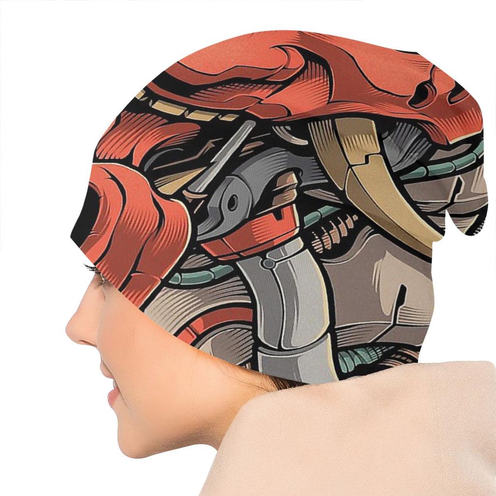 Вязаная шапка ONI MECHA, модные шапки-бини Oni, японские самураи, демонические черепа, лыжные шапки, хлопковые шапки с капюшоном
