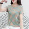 Женская летняя футболка в полоску больших размеров - стильная, омолаживающая, свободного кроя, с короткими рукавами, повседневная