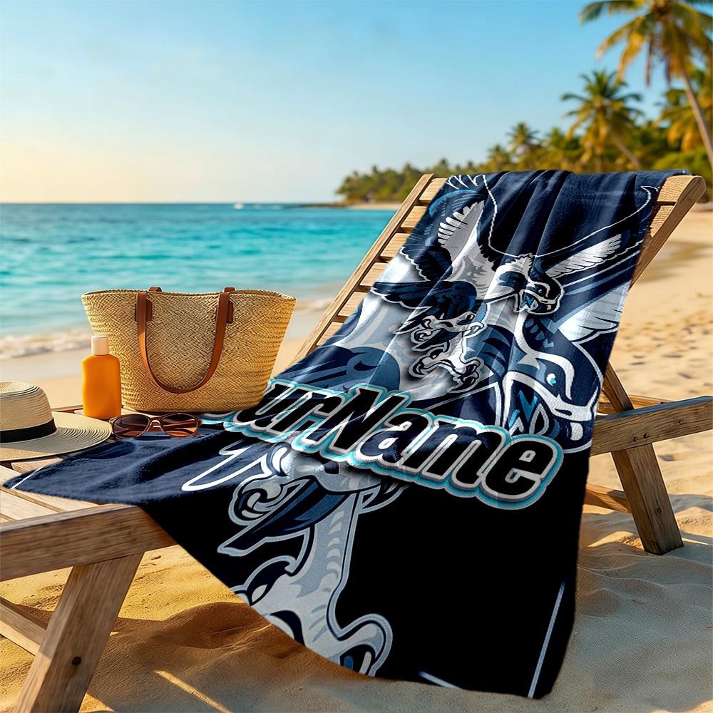Seattle Seahawks Customizable Name Beach Towel Super Soft Microfiber Quickdry Fabric Suitable For Swimming Gym Camping Yoga Vacation