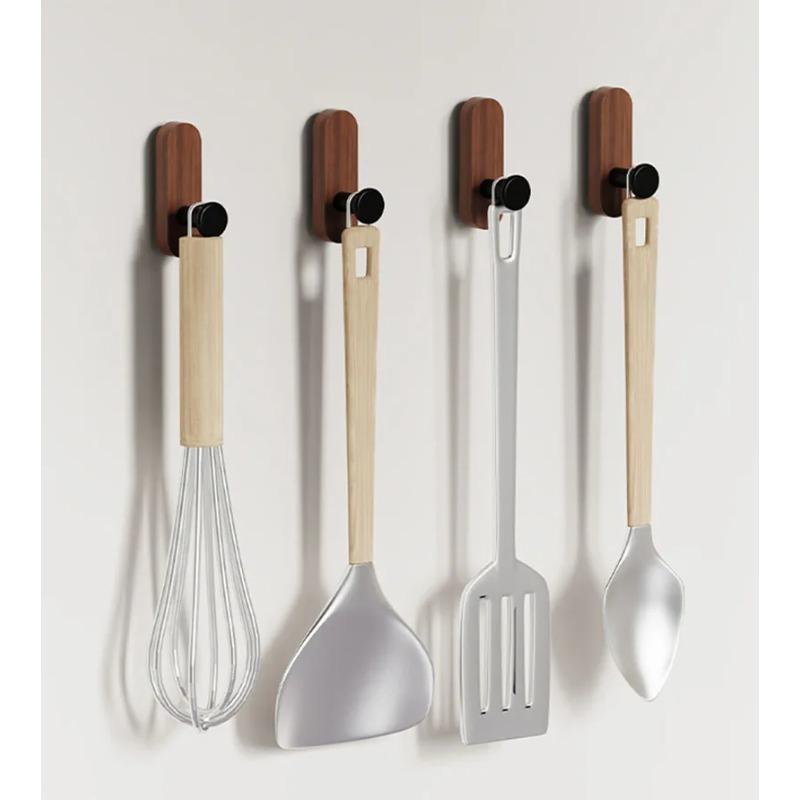 Самоклеящиеся настенные крючки из орехового дерева для вешания пальто, полотенца, одежды, одеяла, шляпы, рюкзака, халата, держатель для ключей в прихожую