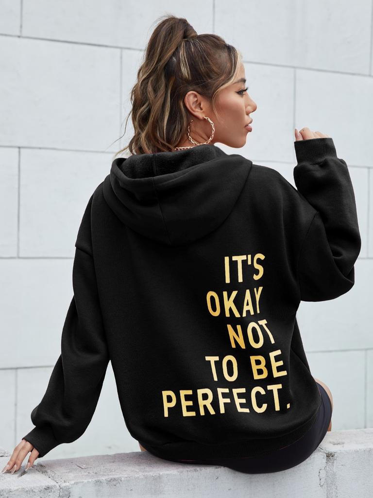 It'S Okay No To Be Perfect Cotton Hoody Niche Daily Sweatshirts Aesthetic Creativity Tracksuit Essential Casual Sweatershirt