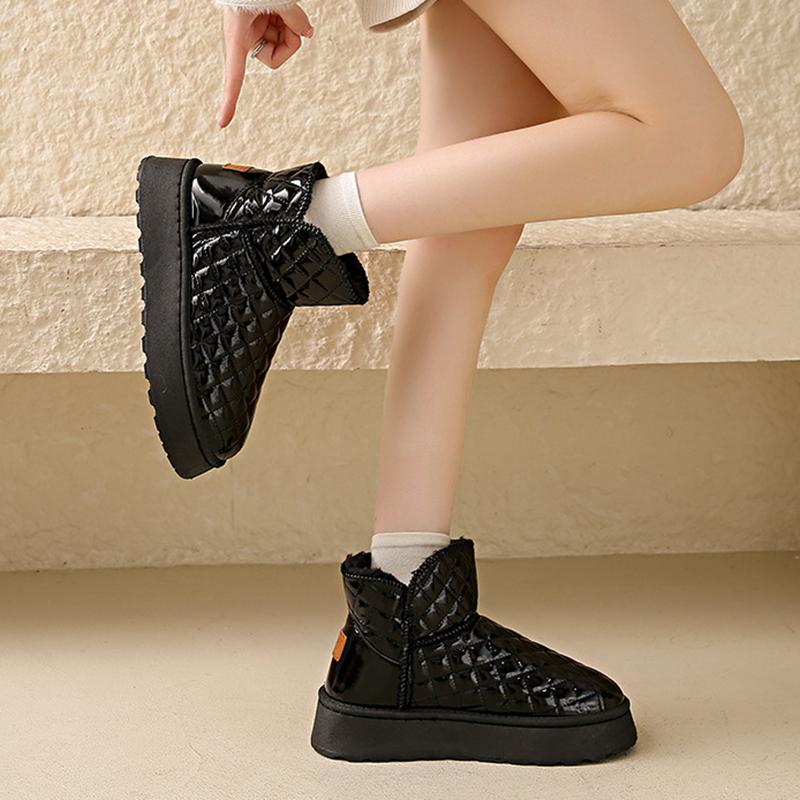 Осенние и зимние зимние ботинки на толстой подошве для женщин, с меховой вставкой, водонепроницаемые и плюшевые, утолщенные, теплые, из кожи и хлопка