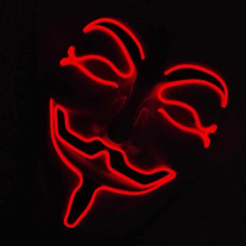 V For Vendetta Mask Cosplay Guy Fawkes Hacker Glowing Mask For Halloween Carnival Decor Props