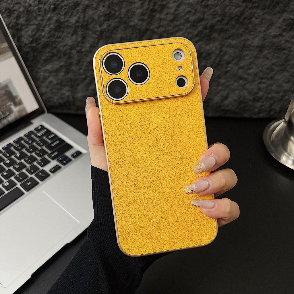 Lychee Pattern Large Window Phone Case for Apple 16PRO/16/17PROMAX with Precise Holes, Trendy Acrylic Design