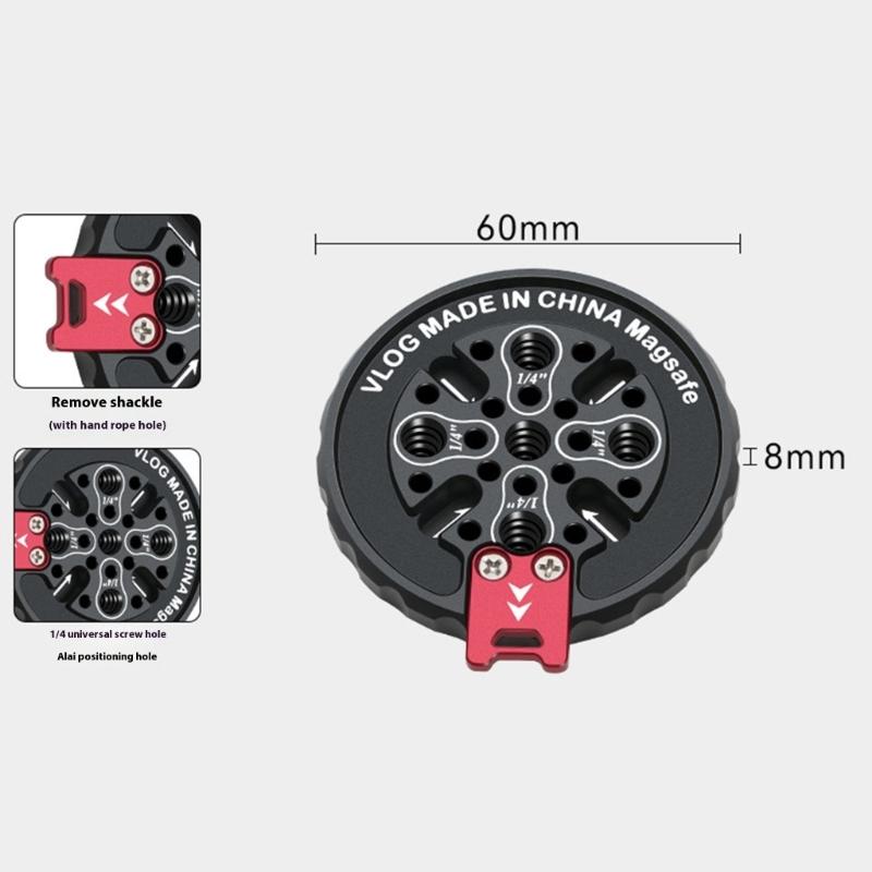 Universal Aluminum Magnetic Phone Holder Stand Antislip Secure Grip Suitable for All 1/4 Interfaces Devices Car Mounting