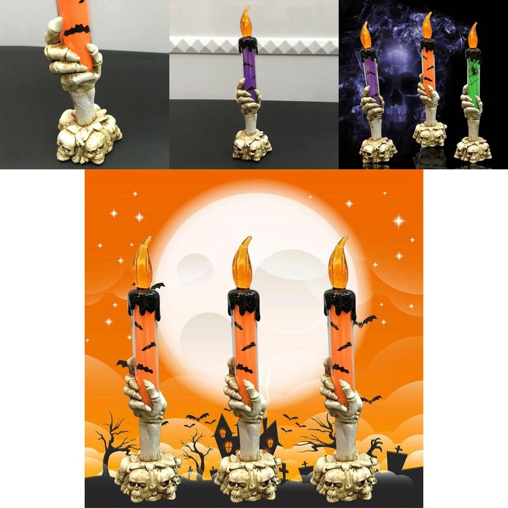 Spooky Halloween Skull Skeletal Hand Stand Led Candle Lamp With Vibrant Colors