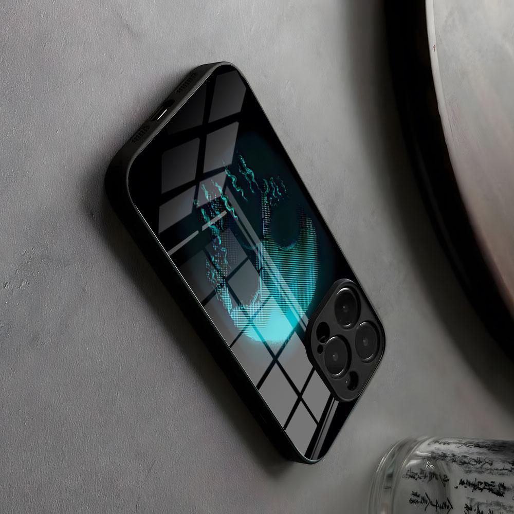 Чехол для телефона 'Оккультный череп' Черно-белый Стеклянный Для IPhone17 Air 16 15 17 14 Pro Max 13 12 11 X XS XR Plus Для Samsung S 25 24 23