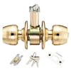 Polished Brass Keyed Entry Door Knob Front Entrance Door Lock 60mm for Front Entrance Adjustable Latch Reversible Use