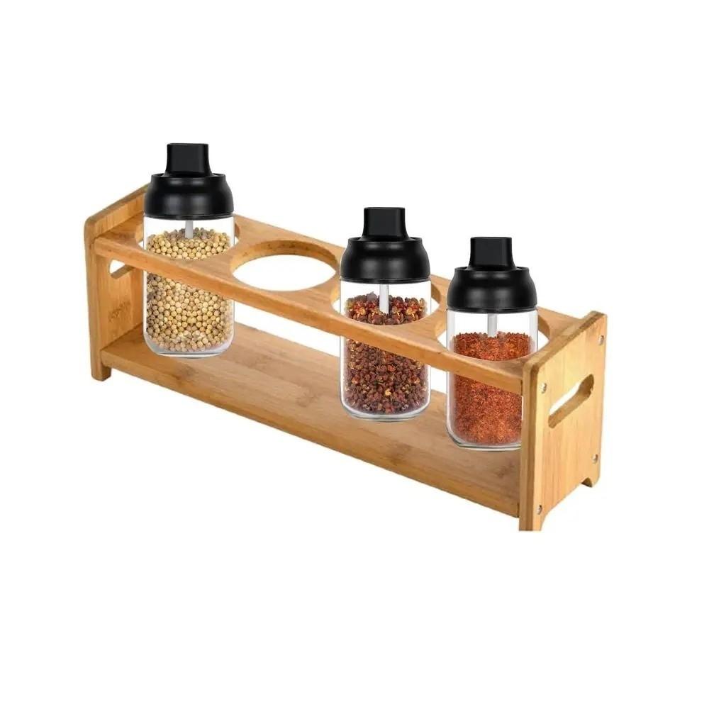 Anti-Slip Glass Oil Bottle Rack Multi-Compartment Kitchen Storage Shelf Bar Counter