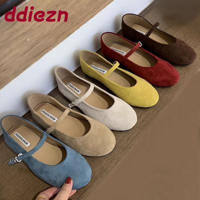 Модная Новинка 2025 Обувь Неглубокие Женские Балетки Танцевальная Обувь Женская Пряжка Ремешок Модные Круглый Носок Женские Балетки Мэри Джейн Обувь