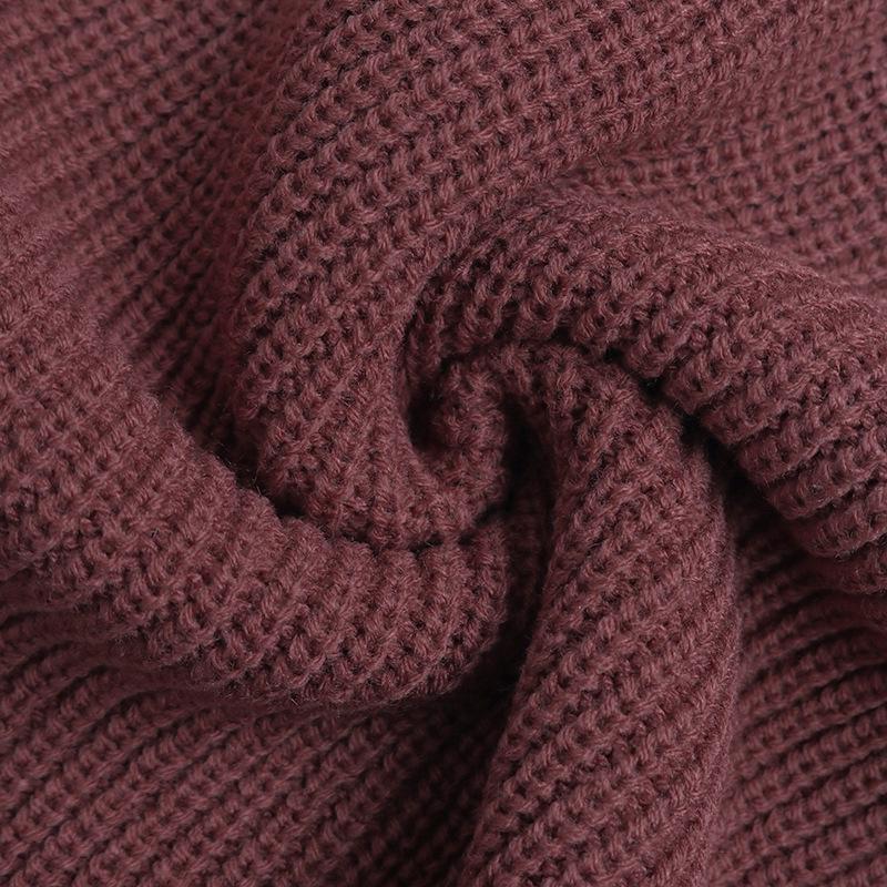 Вязаное платье-свитер с V-образным вырезом и рукавами-фонариками в стиле ретро - Европейский и американский осенне-зимний стиль