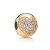 NEW Sparkling DIY Gold Serise Plating Flower Charm Clip Paw Heart Family Bead Fit European Silver Bracelet Jewelry Gift