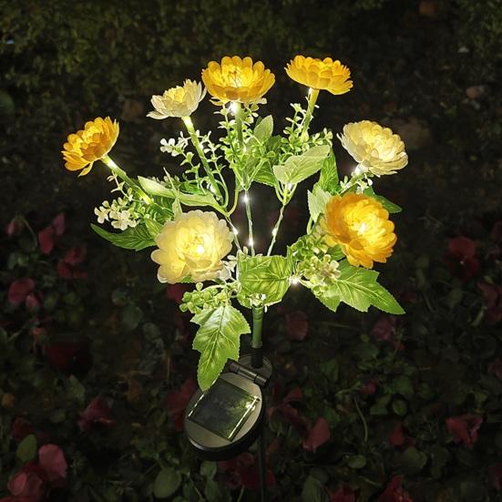 Artificial Snow Lotus Solar Light with Stake Weather-proof Outdoor Garden Yard Pathway Patio Yard